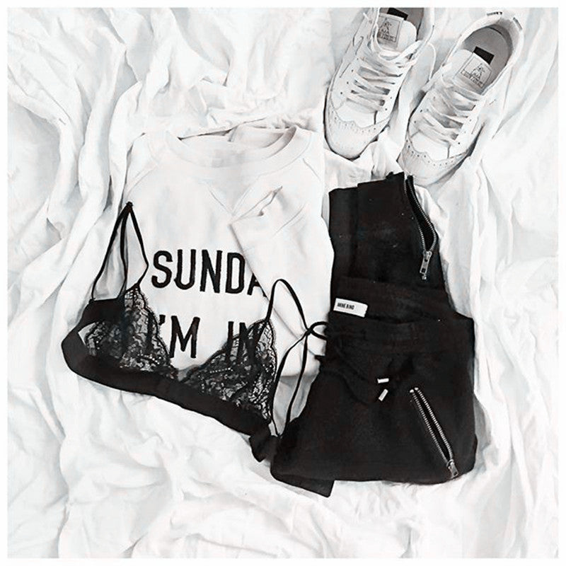 Damen lässiger Sweatshirt mit kreativem Schriftzug EB