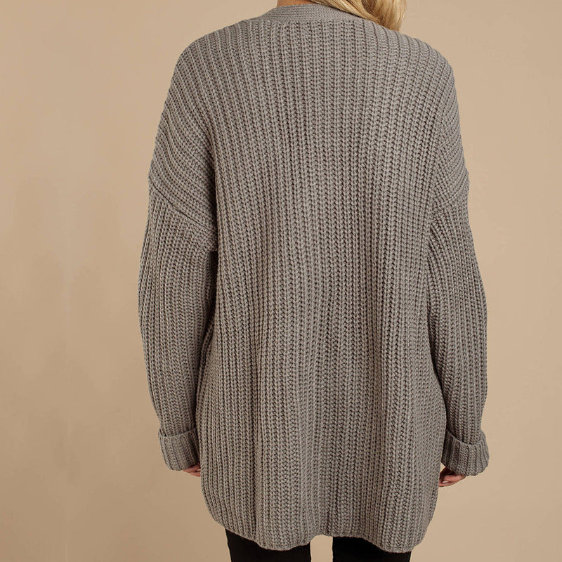 Damen lässiger Strickmantel mit oversized Schnitt und strukturiertem Gewebe EB