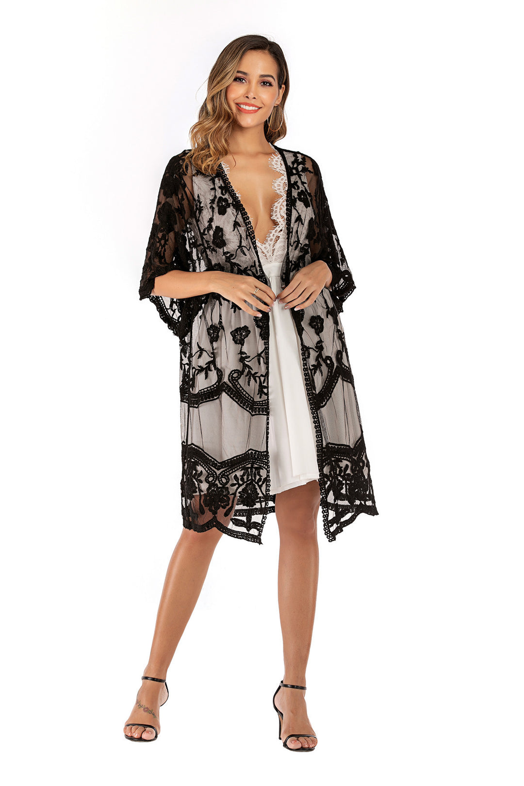 Damen elegante Spitzen-Strandüberwurf EB