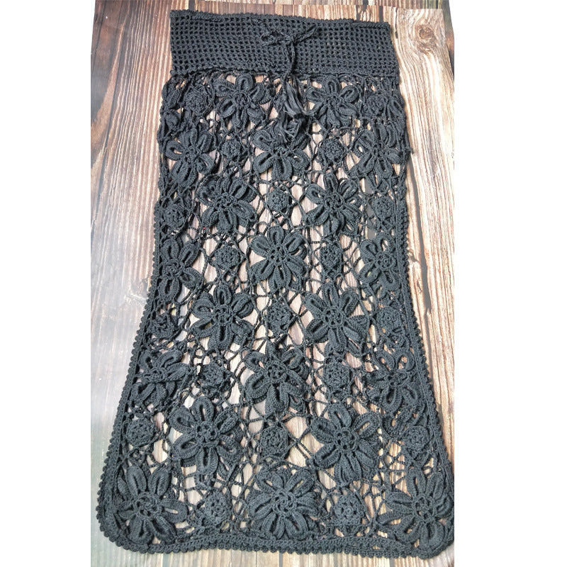 Damen Häkel-Rock mit floralen Mustern und elastischem Bund EB