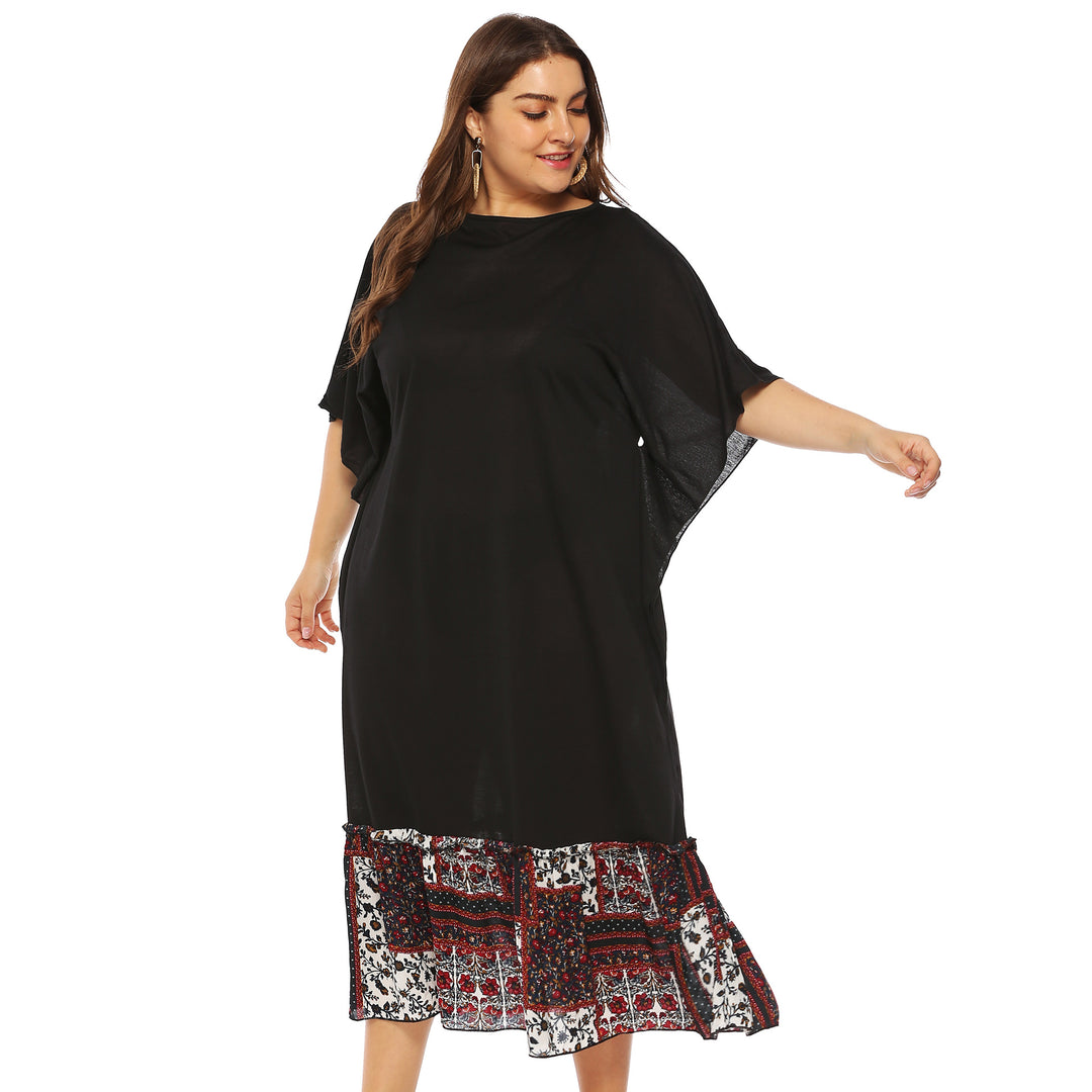 Damen Freizeitkleid mit dekorativer Taillenschnürung und floralen Akzenten EB