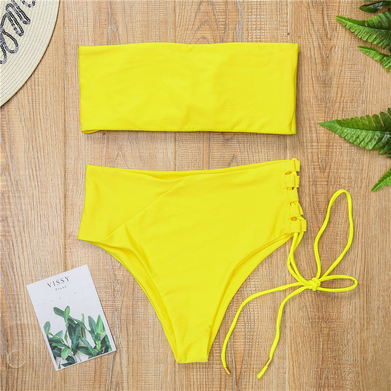 Damen Bandeau-Bikini mit hohem Taillenbund EB