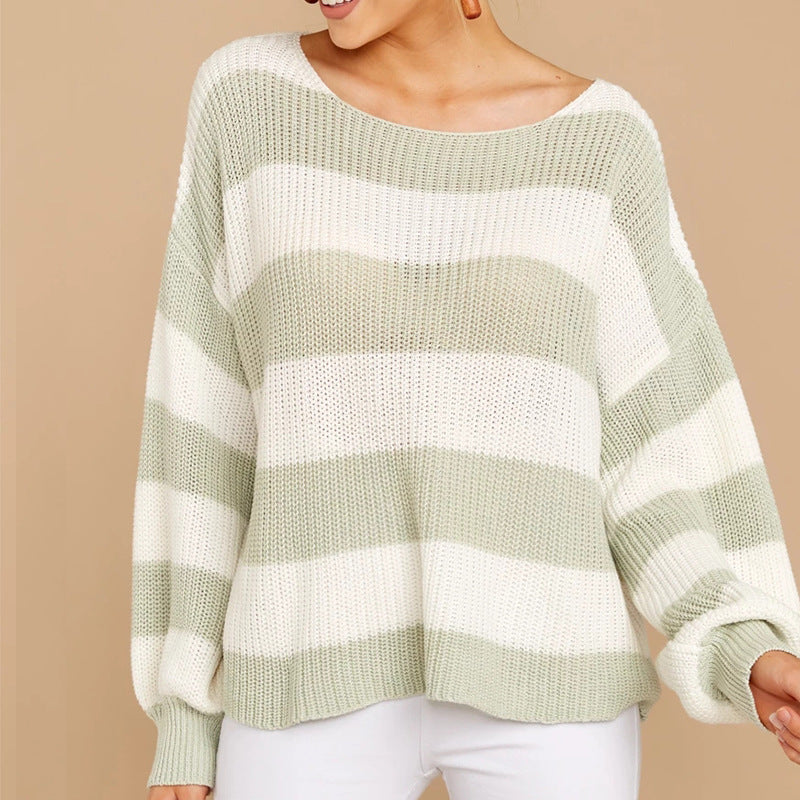 Damen lässiger Pullover mit weichem Strickmuster und Oversized-Schnitt EB