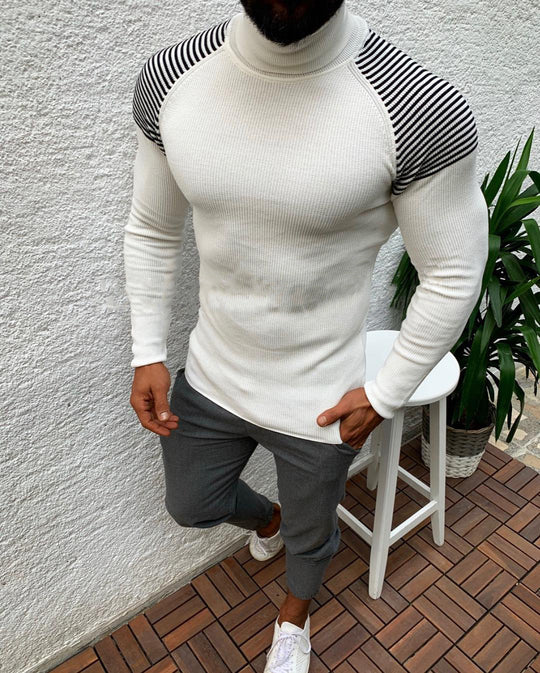 Herren Hochwertiger Funktionspullover mit modischem Stehkragen und strukturiertem Design EB