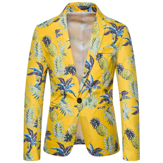Damen Blazer mit exotischem Pflanzenmuster und modernem Schnitt EB