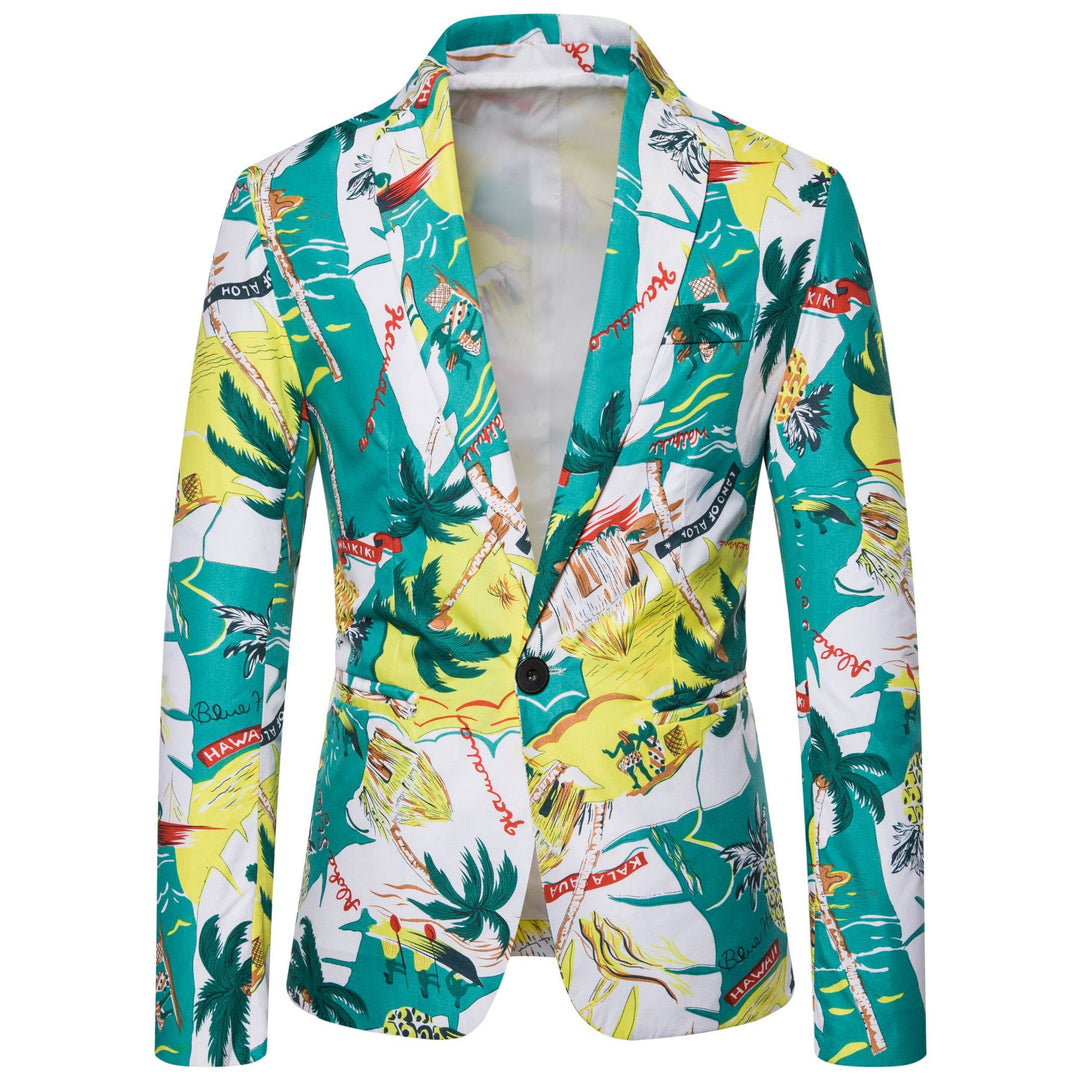 Damen Blazer mit exotischem Pflanzenmuster und modernem Schnitt EB