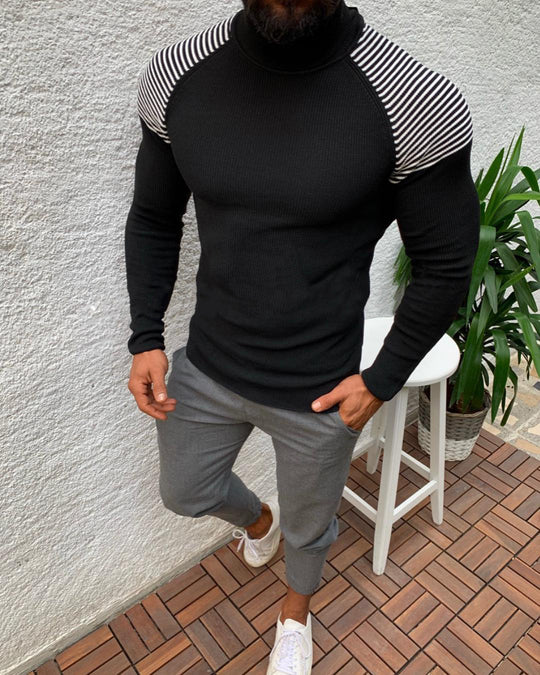 Herren Hochwertiger Funktionspullover mit modischem Stehkragen und strukturiertem Design EB
