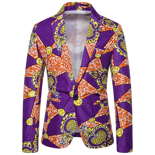 Damen Blazer mit auffälligem afrikanischem Print und eleganter Passform EB