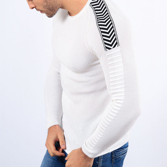 Herren körperbetontes Langarmshirt mit strukturiertem Design EB