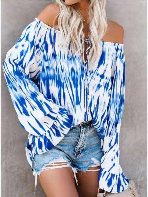Damen Freizeitbluse mit Off-Shoulder Schnitt und lässigen Rüschendetails EB