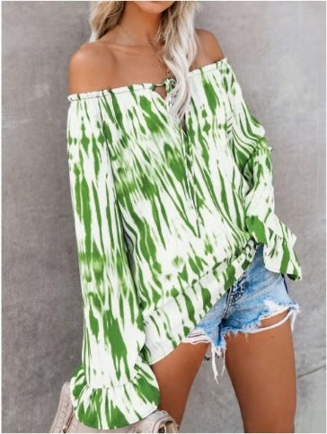Damen Freizeitbluse mit Off-Shoulder Schnitt und lässigen Rüschendetails EB