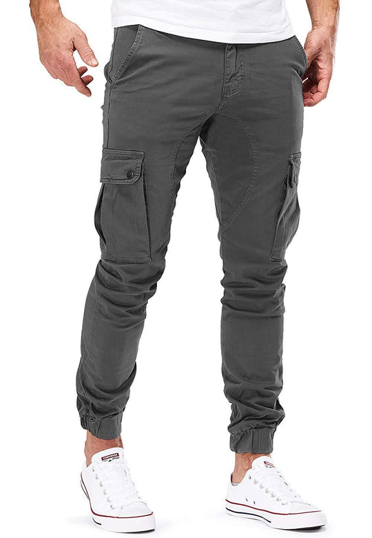 Herren Cargo-Hose mit elastischen Bündchen und multifunktionalen Taschen EB
