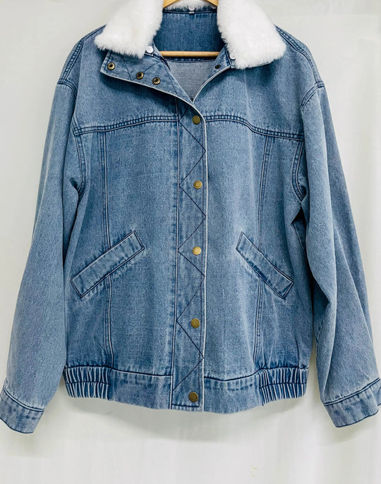 EB | Damen Denimjacke mit Fleecekragen Trendy und Bequem für Jeden Tag