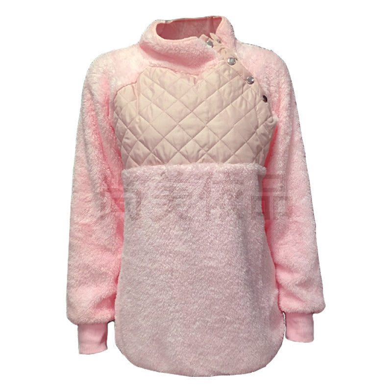 Damen Bequemer Hoodie mit Stehkragen und gepolstertem Oberteil EB
