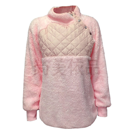 Damen Bequemer Hoodie mit Stehkragen und gepolstertem Oberteil EB