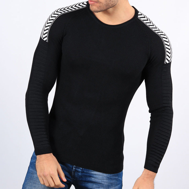 Herren körperbetontes Langarmshirt mit strukturiertem Design EB