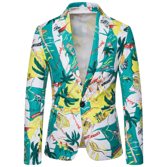 Damen Blazer mit exotischem Pflanzenmuster und modernem Schnitt EB