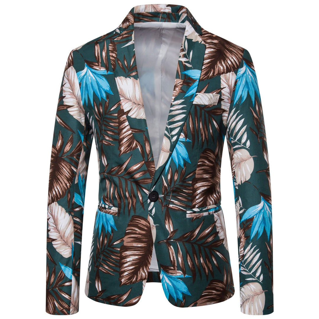 Damen Blazer mit exotischem Pflanzenmuster und modernem Schnitt EB