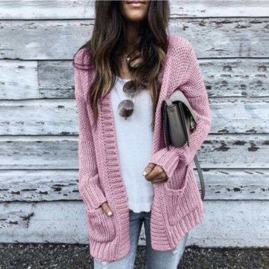 Damen Grobstrickcardigan mit lässigem Schnitt und praktischen Taschen EB
