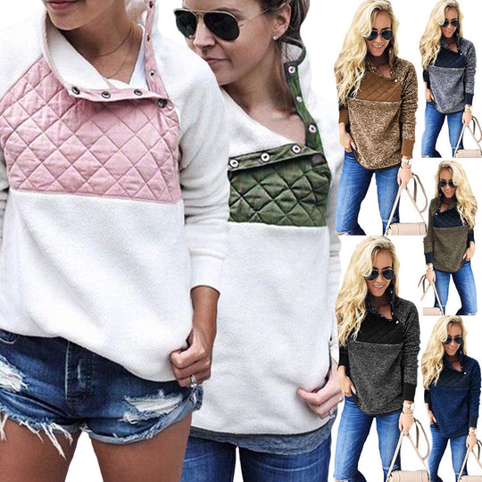 Damen Bequemer Hoodie mit Stehkragen und gepolstertem Oberteil EB