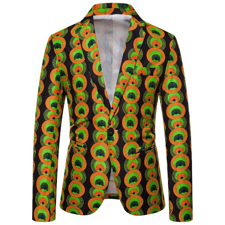 Damen Blazer mit auffälligem afrikanischem Muster und taillierter Passform EB