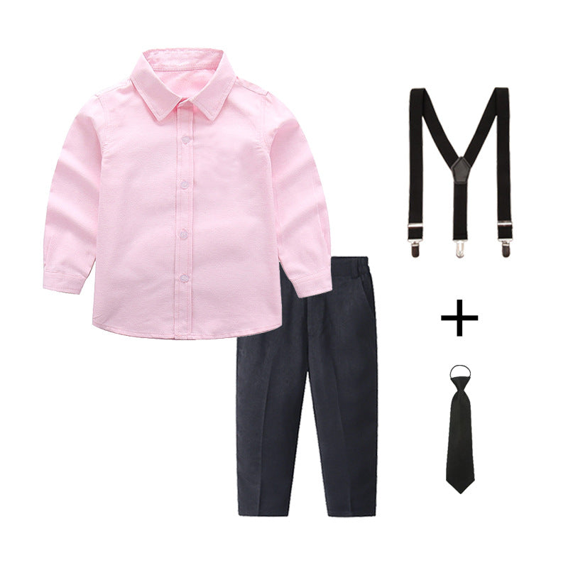 Damen elegantes Outfitset mit Hemd, Hose, Hosenträgern und Krawatte EB