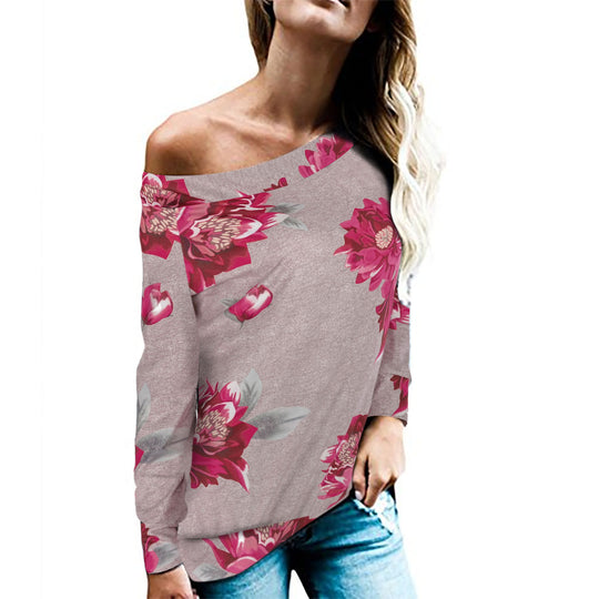 Damen Off-Shoulder Pullover mit Leopardenmuster EB