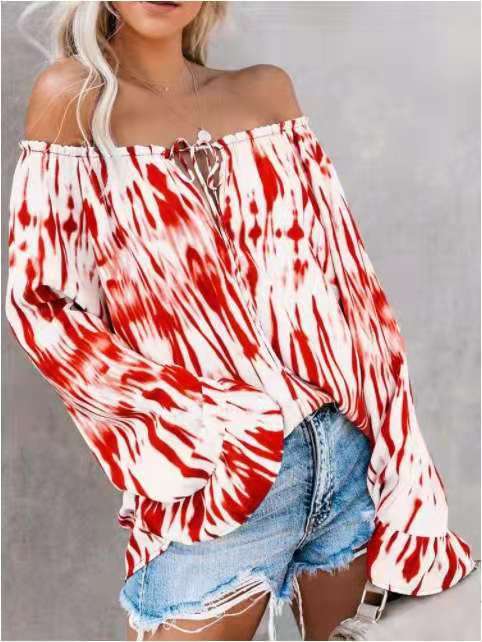 Damen Freizeitbluse mit Off-Shoulder Schnitt und lässigen Rüschendetails EB