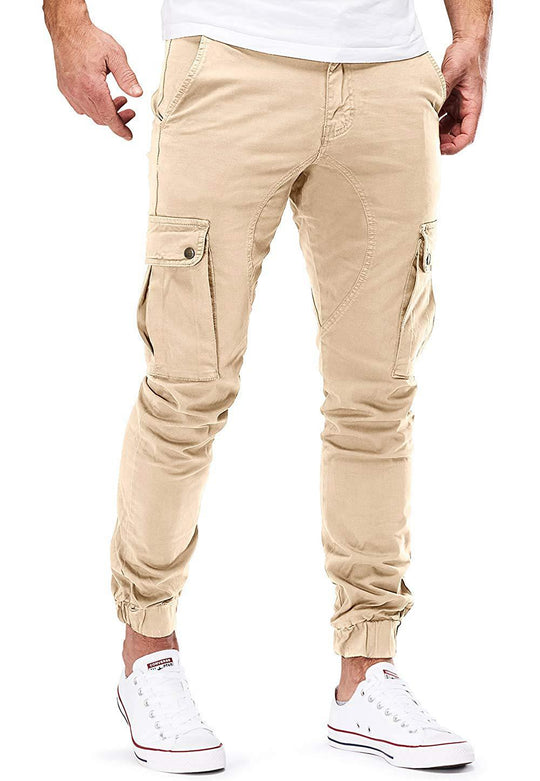 Herren Cargo-Hose mit elastischen Bündchen und multifunktionalen Taschen EB
