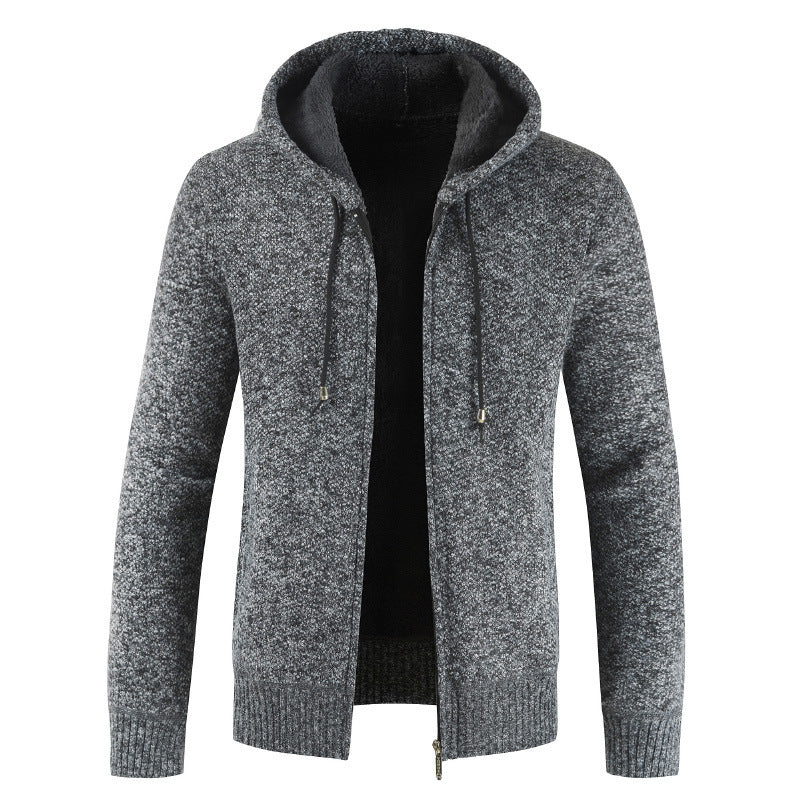 Herren moderne Strickjacke mit Kapuze und weichem Innenfutter EB