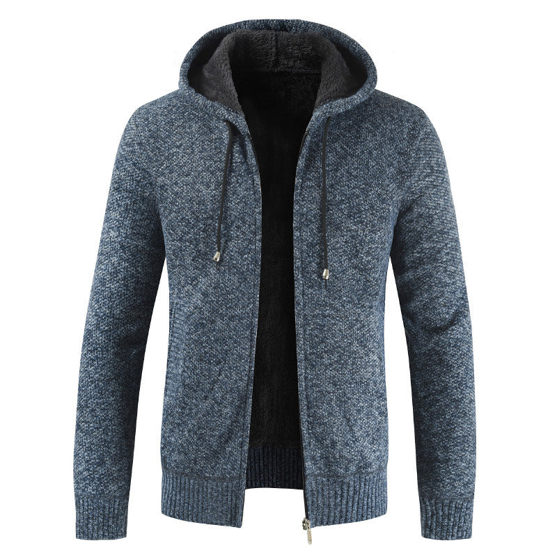 Herren moderne Strickjacke mit Kapuze und weichem Innenfutter EB