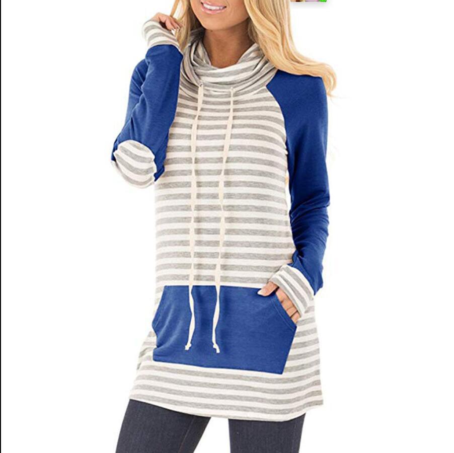 Damen Kapuzenpullover mit gestreiftem Design und praktischen Taschen EB