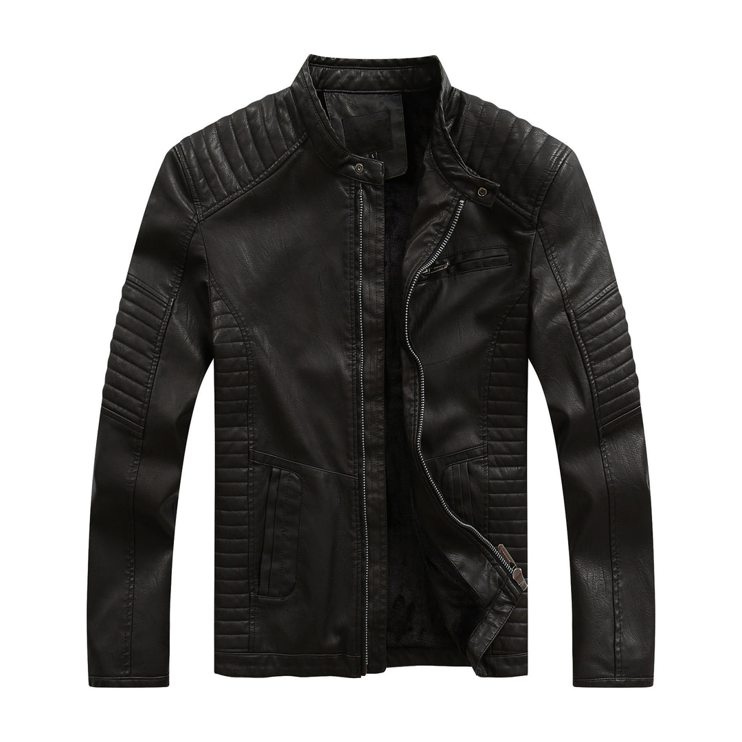 Herren stylische Bikerjacke aus Kunstleder mit detailreichen Steppnähten EB