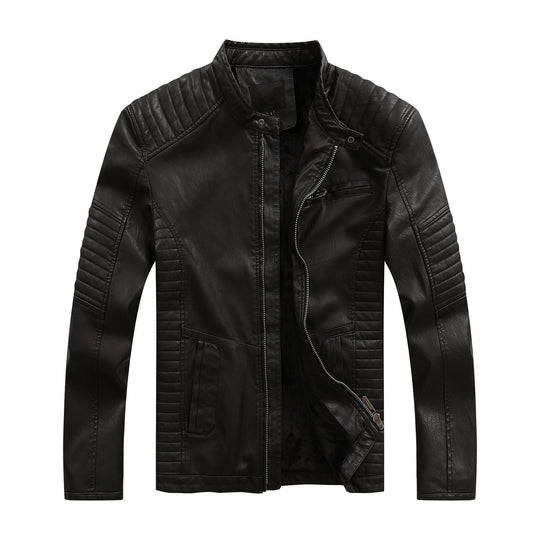 Herren stylische Bikerjacke aus Kunstleder mit detailreichen Steppnähten EB