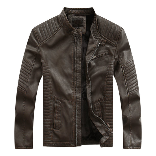 Herren stylische Bikerjacke aus Kunstleder mit detailreichen Steppnähten EB