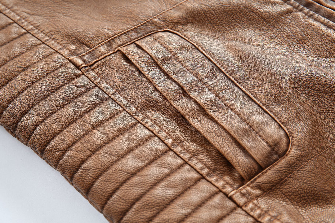 Herren stylische Bikerjacke aus Kunstleder mit detailreichen Steppnähten EB