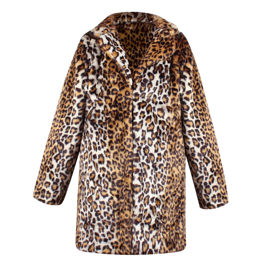 Damen Luxuriöse Kunstpelzjacke mit trendigem Leopardenmuster EB