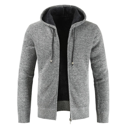 Herren moderne Strickjacke mit Kapuze und weichem Innenfutter EB