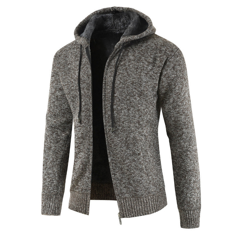 Herren moderne Strickjacke mit Kapuze und weichem Innenfutter EB