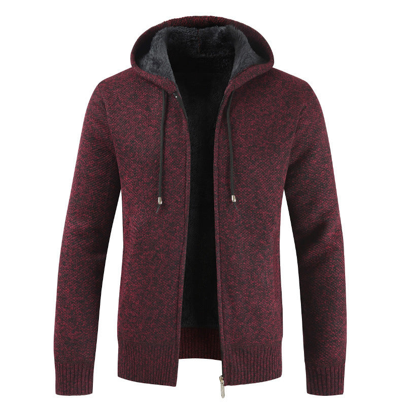 Herren moderne Strickjacke mit Kapuze und weichem Innenfutter EB