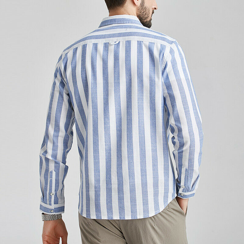 Herren gestreifte Hemdjacke aus leichtem Baumwollstoff EB