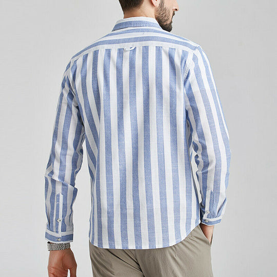 Herren gestreifte Hemdjacke aus leichtem Baumwollstoff EB