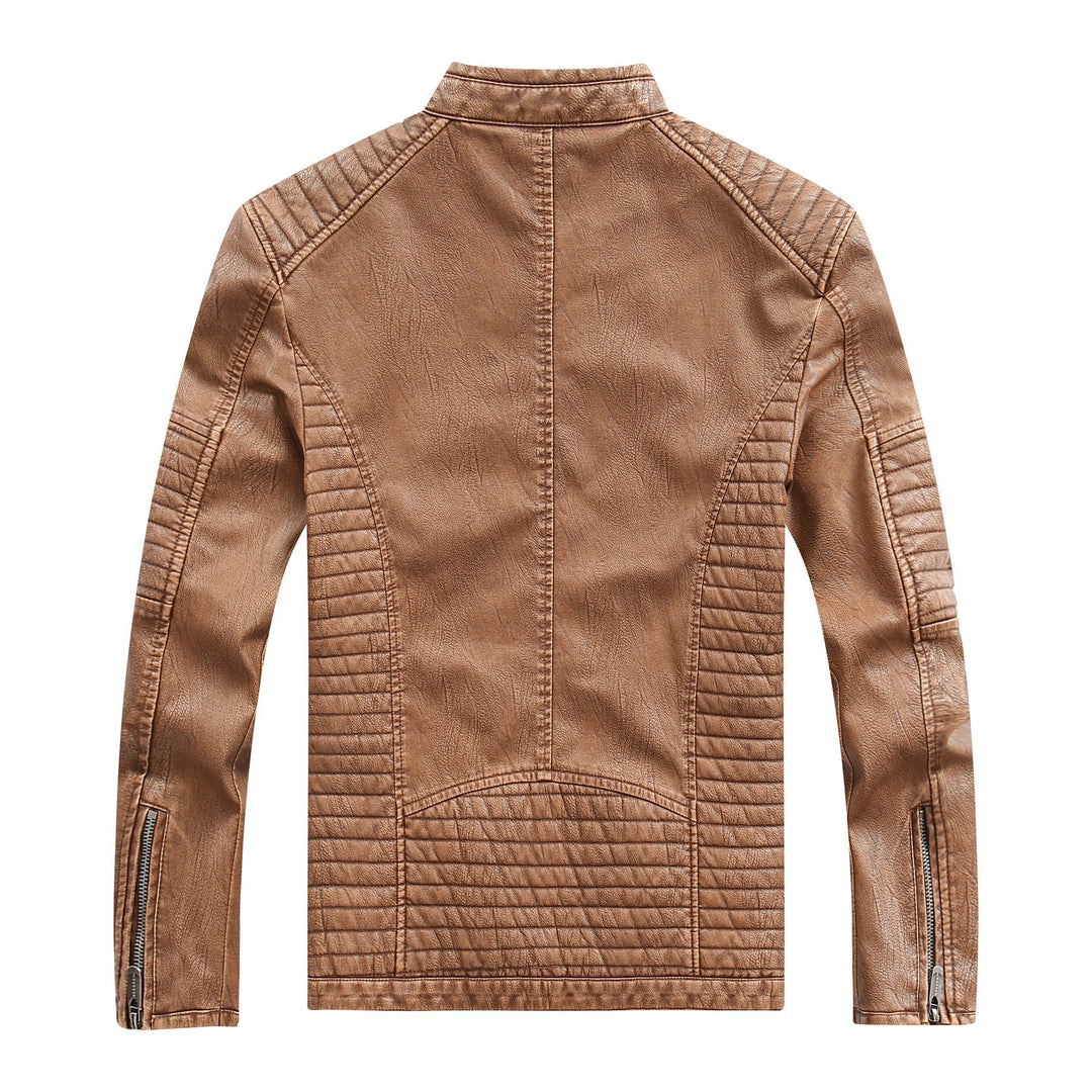 Herren stylische Bikerjacke aus Kunstleder mit detailreichen Steppnähten EB