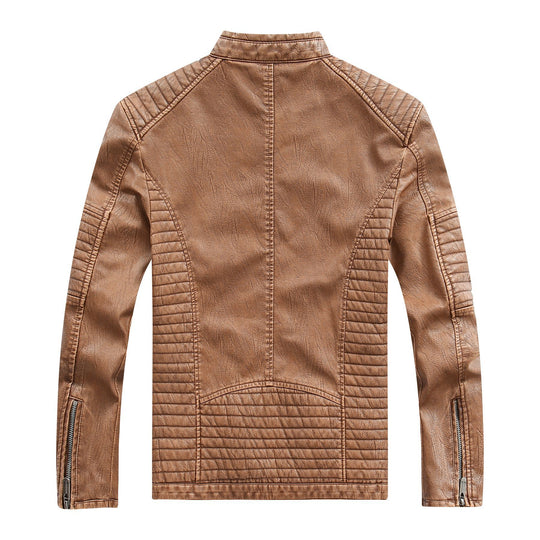 Herren stylische Bikerjacke aus Kunstleder mit detailreichen Steppnähten EB