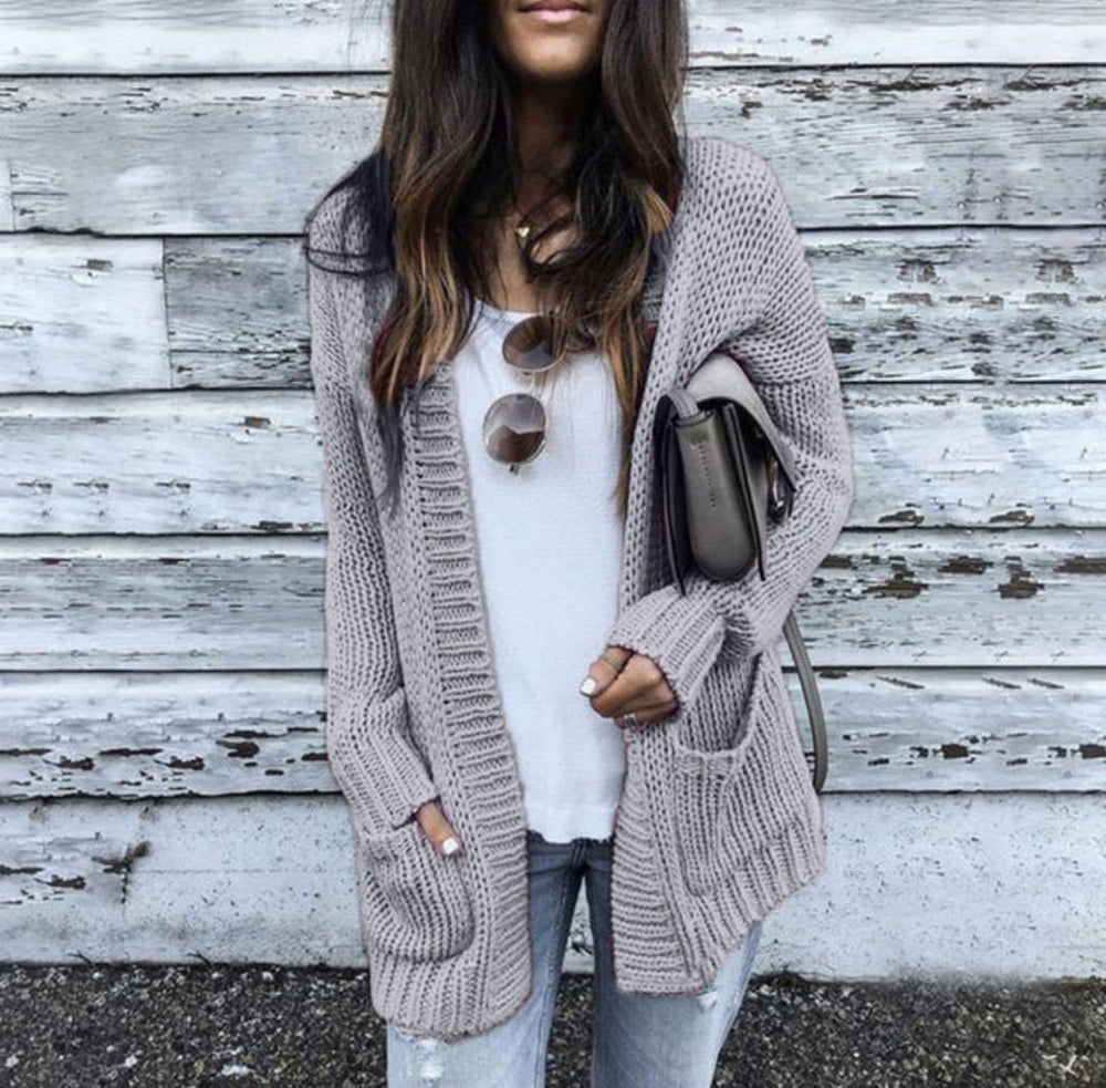 Damen Grobstrickjacke mit tiefen Taschen und lässigem Schnitt EB