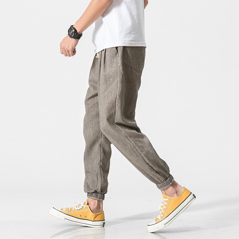 Herren nan leichte Leinenhose mit Tunnelzug und elastischen Bündchen EB