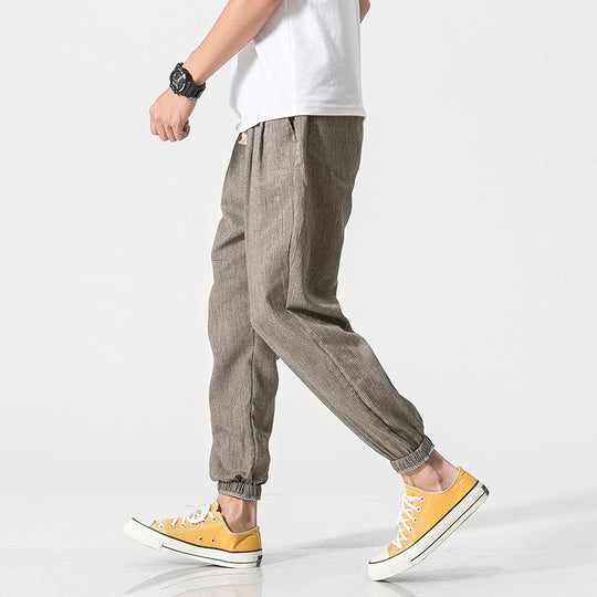 Herren nan leichte Leinenhose mit Tunnelzug und elastischen Bündchen EB