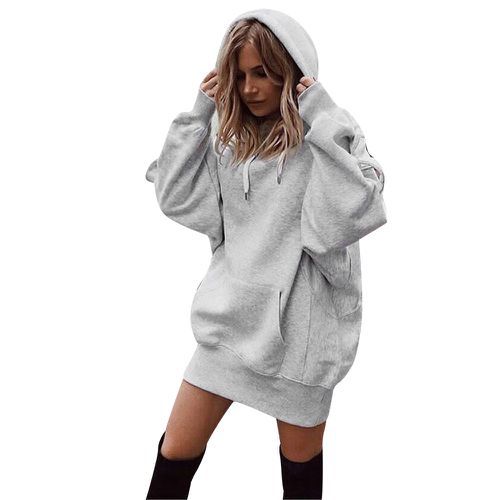 Damen Oversized Kapuzenkleid EB