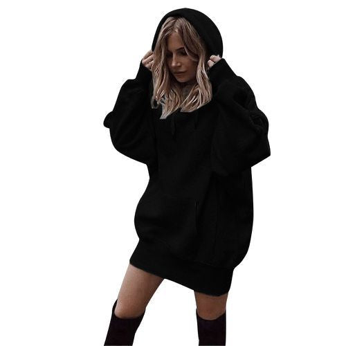 Damen Oversized Kapuzenkleid EB