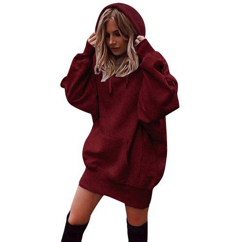 Damen Oversized Kapuzenkleid EB
